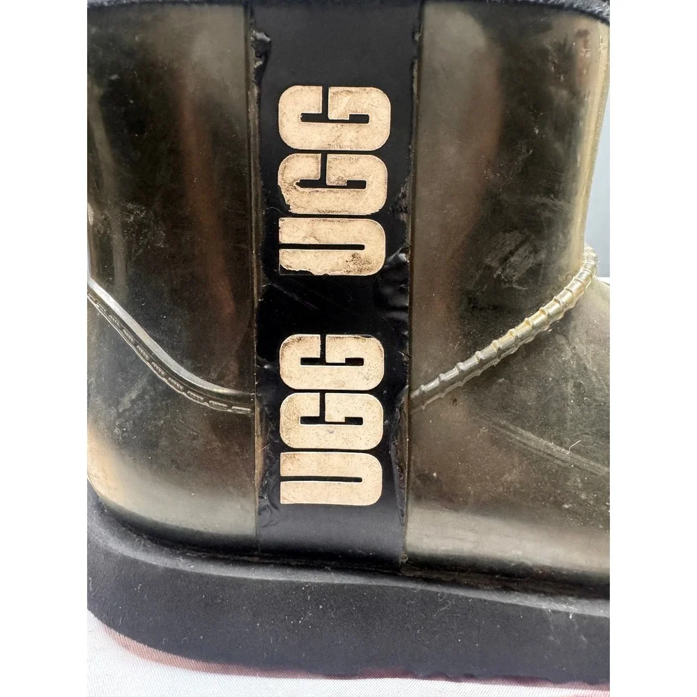 UGG Classic Clear Mini Waterproof Boots Black Translucent Kids Size 10‎ 1112386T
